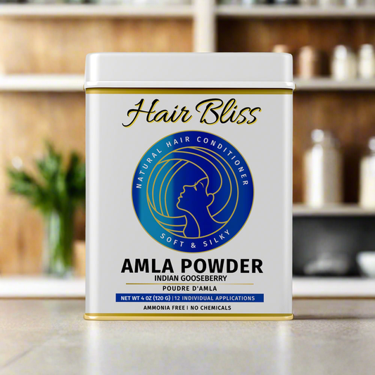 Hair Bliss- Natural Amla Gooseberry Herbal Hair & Skin Conditioning Powder- 12 Individual Sachets (10 gm each)- Reusable Brush & Tray Included