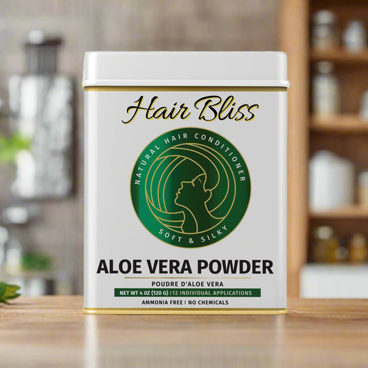 Hair Bliss- Natural Aloe Vera Herbal Hair & Skin Conditioning Powder- 12 Individual Sachets (10 gm each)- Reusable Brush & Tray Included
